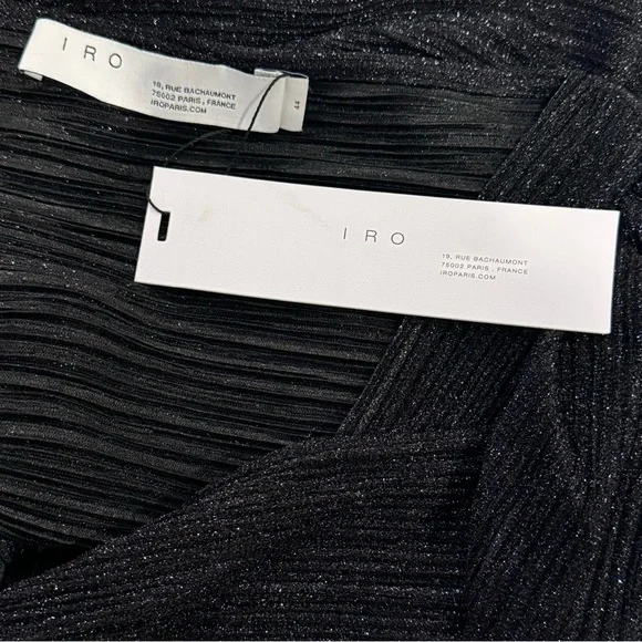 IRO Dollie Twist Front Short Sleeve Metallic Crop Top Blouse Size 10 NEW - Picture 9 of 11